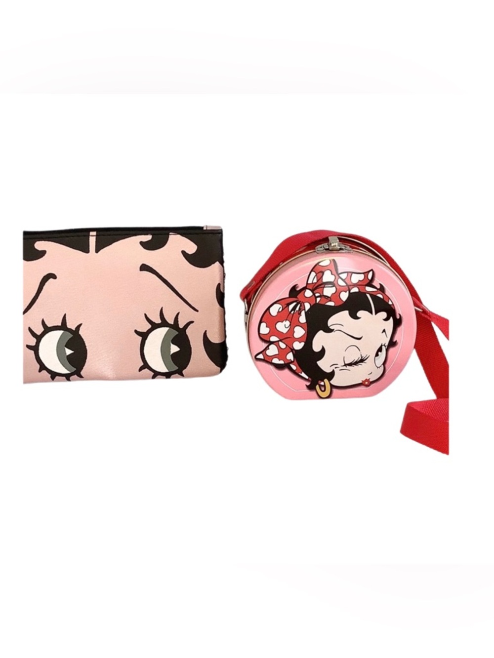 Betty Boop Vintage 2000 Round Tin Purse & Ipsy Makeup bag